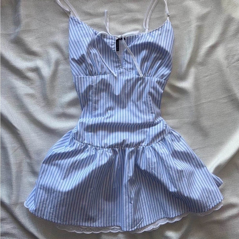 Poplin Pinstriped Mini Dress